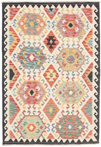 Tappeto Kilim Afghanistan Astratto Multicolore Avorio 123x182 Cm