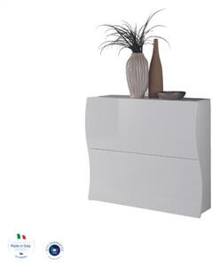 Scarpiera Onda 2 Ante Design Moderno Bianco Lucido 16 Paia Made In Italy