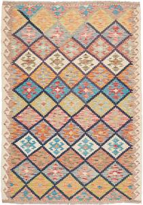 Tappeto Kilim Afghanistan Astratto Multicolore Vibrante 131x191 Cm