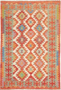 Tappeto Kilim Afghanistan Geometrico Arancio Avorio 123x184 Cm