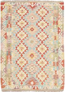 Tappeto Kilim Afghanistan Geometrico Multicolore Pastello Vivace 128x178 Cm