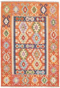 Tappeto Kilim Afghanistan Geometrico Arancio Blu 122x174 Cm