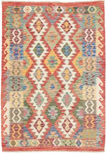 Tappeto Kilim Afghanistan Geometrico Rosso Policromo 123x176 Cm