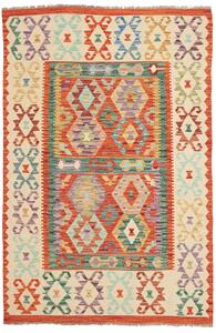 Tappeto Kilim Afghanistan Astratto Arancio Turchese 131x196 Cm