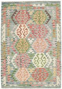 Tappeto Kilim Afghanistan Geometrico Turchese Multicolore 128x181 Cm