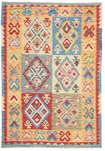 Tappeto Kilim Afghanistan Geometrico Multicolore Vivace 129x188 Cm