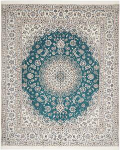 Tappeto Nain 6la Persia Medaglione Crema Turchese 259x312 Cm
