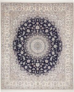 Tappeto Nain 6la Persia Medaglione Blu Notte Crema 252x308 Cm