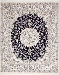 Tappeto Nain 6la Persia Medaglione Blu Notte Avorio 259x316 Cm