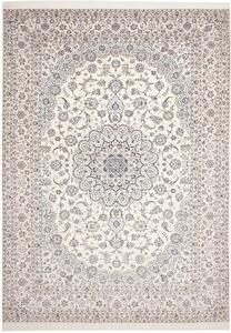Tappeto Nain 6la Persia Medaglione Avorio Azzurro 252x356 Cm