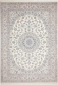 Tappeto Nain 6la Persia Medaglione Bianco Crema Azzurro 262x369 Cm