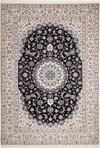 Tappeto Nain 6la Persia Medaglione Nero Avorio 256x369 Cm