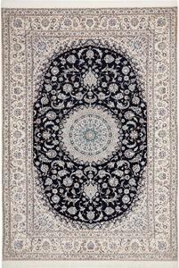 Tappeto Nain 6la Persia Medaglione Nero Avorio 220x320 Cm