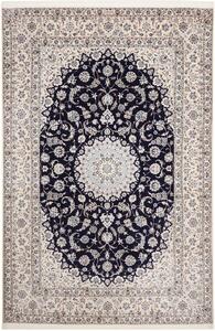Tappeto Nain 6la Persia Medaglione Blu Notte Crema 211x317 Cm