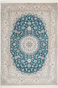Tappeto Nain 6la Persia Medaglione Turchese Avorio 208x304 Cm