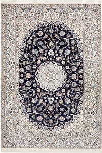 Tappeto Nain 6la Persia Medaglione Blu Notte Crema 211x308 Cm
