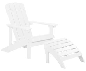 Sedia da giardino in plastica bianca in legno con poggiapiedi resistente agli agenti atmosferici in stile moderno Beliani