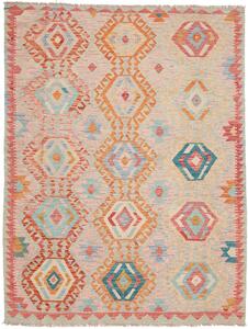 Tappeto Kilim Afghanistan Astratto Arancio Azzurro 154x200 Cm