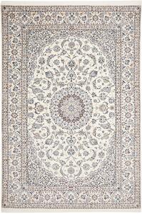 Tappeto Nain 6la Persia Medaglione Avorio Blu 210x307 Cm