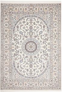 Tappeto Nain 6la Persia Medaglione Bianco Crema Blu 211x303 Cm