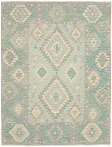 Tappeto Kilim Afghanistan Geometrico Verde Acqua Grigio 148x194 Cm