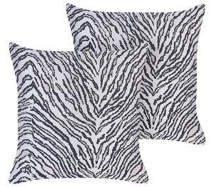 Set di 2 cuscini decorativi a strisce bianche e nere Zebra 45 x 45 cm Moderno Safari Decor Beliani