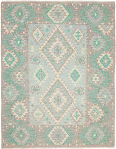 Tappeto Kilim Afghanistan Astratto Azzurro Beige 146x193 Cm