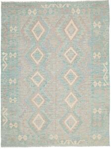 Tappeto Kilim Afghanistan Astratto Celeste Beige 150x202 Cm