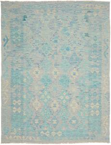 Tappeto Kilim Afghanistan Geometrico Celeste Turchese 156x205 Cm