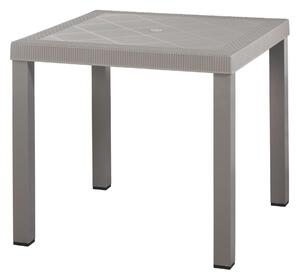 Tavolo da giardino Brio NEW GARDEN in acciaio con piano in polipropilene grigio / argento per 4 persone 80x80cm