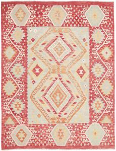 Tappeto Kilim Afghanistan Geometrico Rosso Celeste 155x206 Cm
