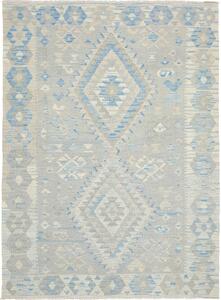 Tappeto Kilim Afghanistan Geometrico Azzurro Grigio 153x212 Cm