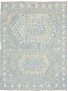 Tappeto Kilim Afghanistan Astratto Celeste Grigio Chiaro 150x200 Cm