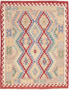 Tappeto Kilim Afghanistan Astratto Beige Rosso 158x196 Cm