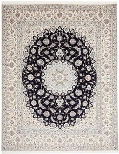 Tappeto Nain 6la Persia Medaglione Blu Scuro Crema 202x255 Cm