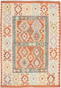 Tappeto Kilim Afghanistan Geometrico Avorio Arancio 137x201 Cm