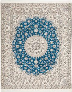 Tappeto Nain 6la Persia Medaglione Turchese Crema 213x260 Cm