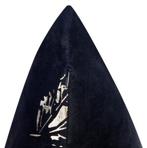 Set di 2 cuscini decorativi in velluto nero con motivo a foglie 45 x 45 cm Stampa in lamina d'oro Accessori decorativi Beliani