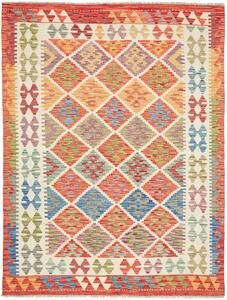 Tappeto Kilim Afghanistan Geometrico Multicolore Crema 149x201 Cm