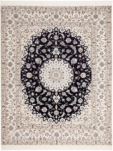 Tappeto Nain 6la Persia Medaglione Avorio Blu 205x261 Cm