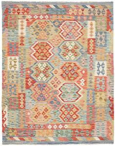 Tappeto Kilim Afghanistan Geometrico Blu Rosso 152x192 Cm