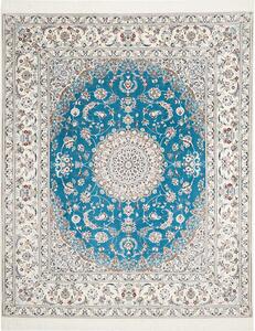 Tappeto Nain 6la Persia Medaglione Blu Turchese Avorio 205x256 Cm