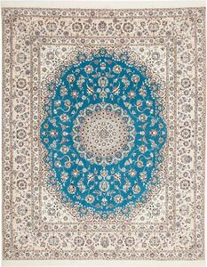 Tappeto Nain 6la Persia Medaglione Turchese Avorio 207x250 Cm