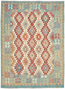 Tappeto Kilim Afghanistan Geometrico Acqua Arancio 147x197 Cm