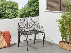 Sedia da giardino in metallo nero con braccioli per esterni in stile retrò vintage Beliani