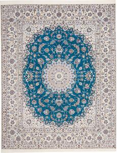 Tappeto Nain 6la Persia Medaglione Turchese Avorio 209x261 Cm