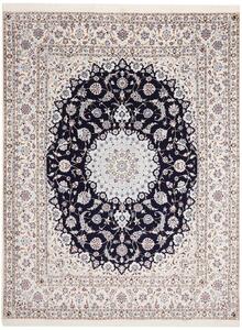 Tappeto Nain 6la Persia Medaglione Avorio Blu Notte 208x270 Cm