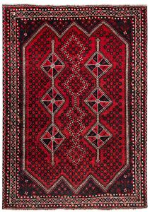 Tappeto Shiraz Persia Geometrico Rosso Blu Scuro 210x295 Cm
