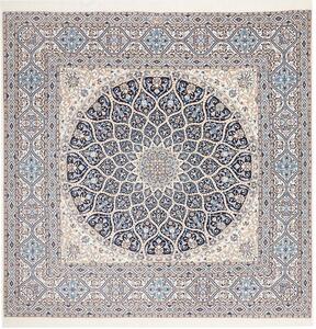 Tappeto Nain 6la Persia Medaglione Avorio Blu 207x205 Cm