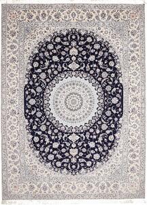Tappeto Nain 6la Persia Medaglione Crema Blu Scuro 302x411 Cm